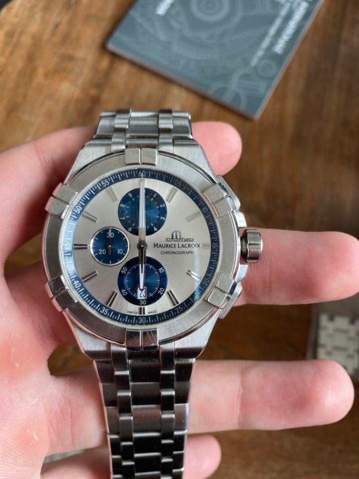  Shop Authentic Maurice Lacroix Aikon Chronograph Silver Dial Silver Steel Strap Watch for Men - AI1018-SS002-131-1 - Luxxuri