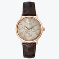  Shop Authentic Guess Wafer Quartz Beige Dial Brown Leather Strap Watch For Men - W0496G1 - Luxxuri