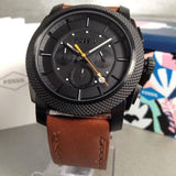  Shop Authentic Fossil Machine Chronograph Black Dial Brown Leather Strap Watch for Men - FS5234 - Luxxuri