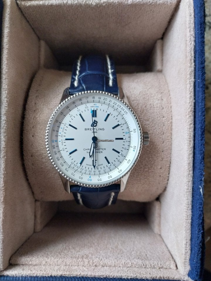  Shop Authentic Breitling Navitimer Automatic 41mm White Dial Blue Leather Strap Watch for Men - A173263A1G1P1 - Luxxuri