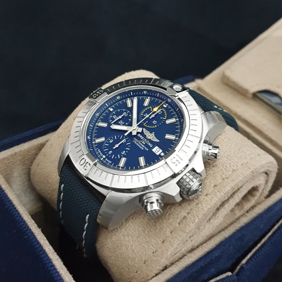  Shop Authentic Breitling Avenger Chronograph 45mm Blue Dial Blue Calfskin Strap Watch for Men - A13317101C1X2 - Luxxuri