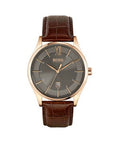  Shop Authentic Hugo Boss Ambassador Grey Dial Brown Leather Strap Watch for Men - 1513387 - Luxxuri
