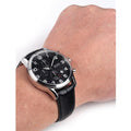  Shop Authentic Hugo Boss Aeroliner Chronograph Black Dial Black Leather Strap Watch For Men - 1512448 - Luxxuri