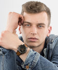 Fossil Goodwin Luggage Chronograph Black Dial Brown Leather Strap Watch for Men - FS5501