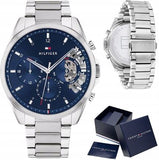  Shop Authentic Tommy Hilfiger Baker Quartz Blue Dial Silver Steel Strap Watch For Men - 1710448 - Luxxuri