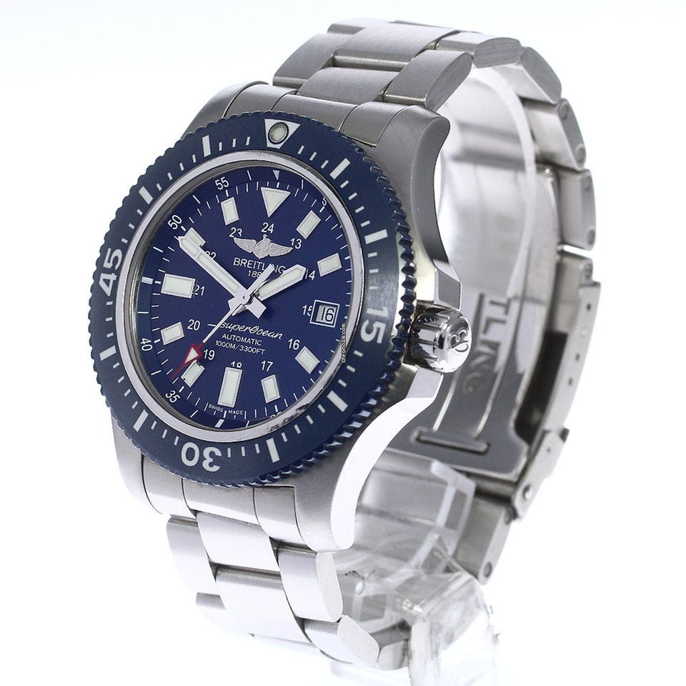  Shop Authentic Breitling Superocean 44mm Special Blue Dial Silver Steel Strap Watch for Men - Y17393161C1A1 - Luxxuri