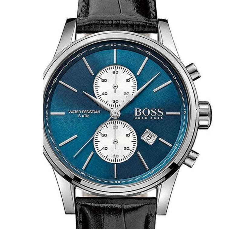  Shop Authentic Hugo Boss Jet Blue Dial Black Leather Strap Watch for Men - 1513283 - Luxxuri