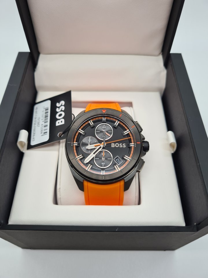  Shop Authentic Hugo Boss Volane Black Dial Orange Silicone Strap Watch for Men - 1513957 - Luxxuri