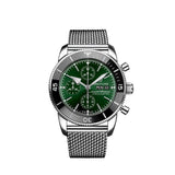  Shop Authentic Breitling Superocean Heritage Chronograph 44 Green Dial Silver Mesh Bracelet Watch for Men - A13313121L1A1 - Luxxuri