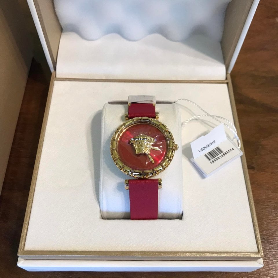  Shop Authentic Versace Palazzo Empire Greca Red Dial Red Leather Strap Watch for Women - VEDV00319 - Luxxuri