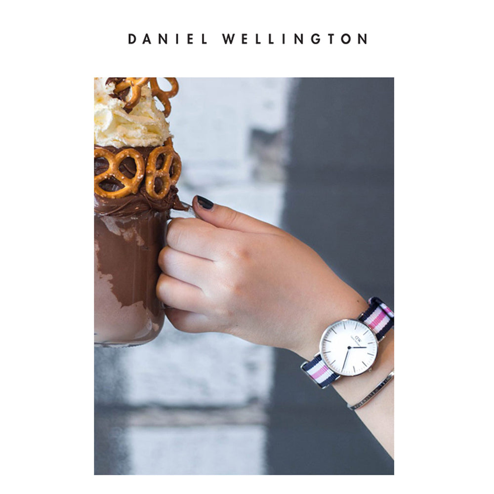  Shop Authentic Daniel Wellington Classic South Hampton White Dial Two Tone Nylon Strap Watch For Women - DW00100034 - Luxxuri