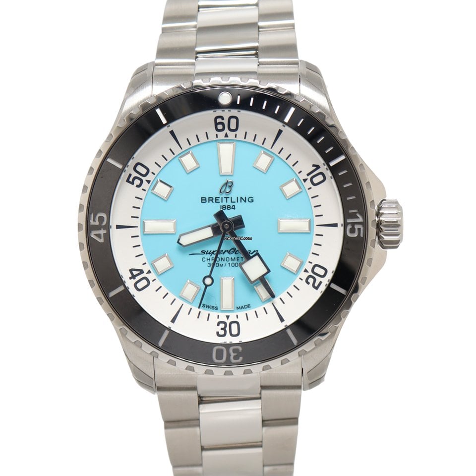  Shop Authentic Breitling Superocean Automatic 44mm Turquoise Dial Silver Steel Strap Watch for Men - A17376211L2A1 - Luxxuri