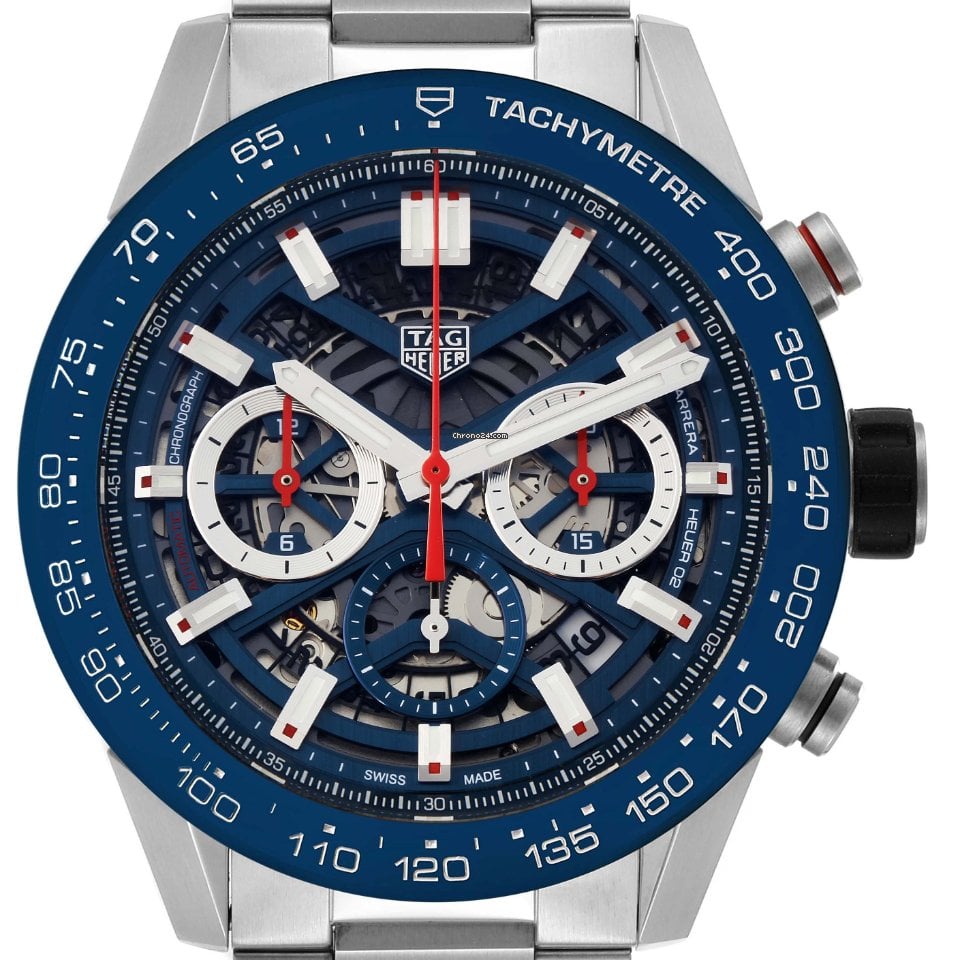  Shop Authentic Tag Heuer Carrera Chronograph Blue Dial Silver Steel Strap Watch for Men - CBG2A11.BA0654 - Luxxuri