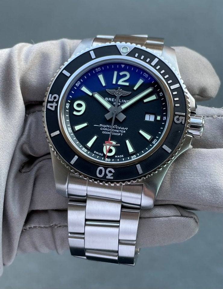  Shop Authentic Breitling Superocean Automatic 44mm Black Dial Silver Steel Strap Watch for Men - A17367D71B1A1 - Luxxuri