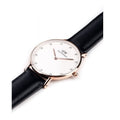  Shop Authentic Daniel Wellington Classic Sheffield White Dial Black Leather Strap Watch For Women - DW00100076 - Luxxuri