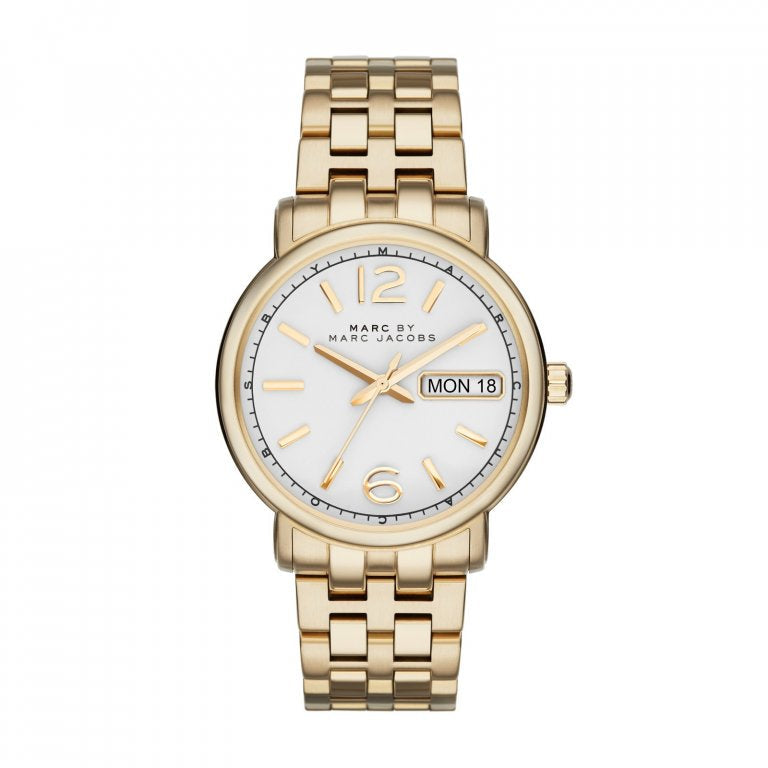  Shop Authentic Marc Jacobs Fergus White Dial Gold Steel Strap Watch for Women - MBM8647 - Luxxuri
