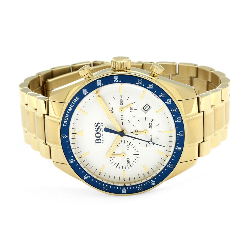  Shop Authentic Hugo Boss Trophy White Dial Gold Steel Strap Watch for Men - 1513631 - Luxxuri