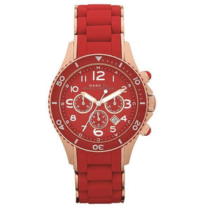 Shop Authentic Marc Jacobs Rock Chronograph Red Dial Red Silicone Strap Watch for Women - MBM2577 - Luxxuri