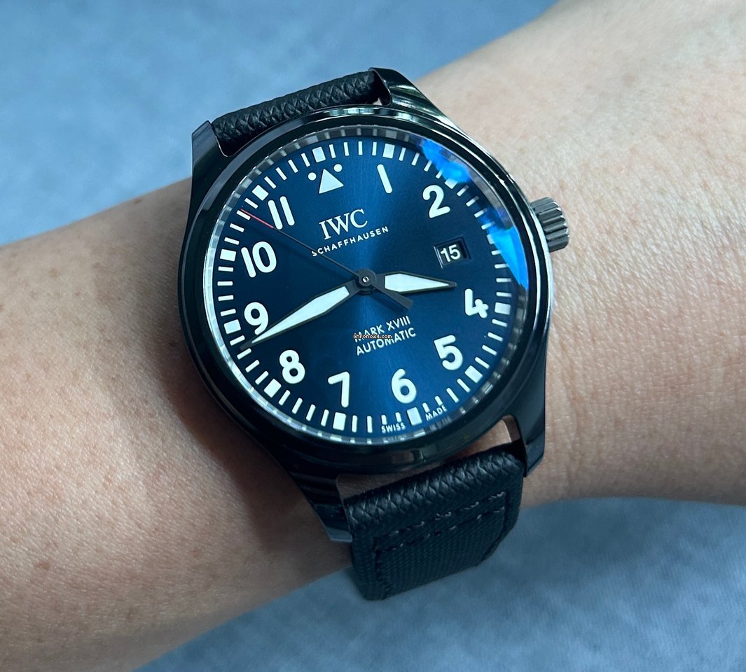  Shop Authentic IWC Pilot’s Watch Mark XVIII Edition “Laureus Sport for Good Foundation" Blue Dial Black Nylon Strap Watch for Men - IW324703 - Luxxuri