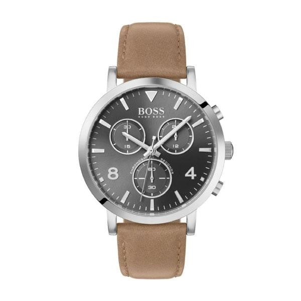  Shop Authentic Hugo Boss Spirit Grey Dial Brown Leather Strap Watch for Men - 1513691 - Luxxuri