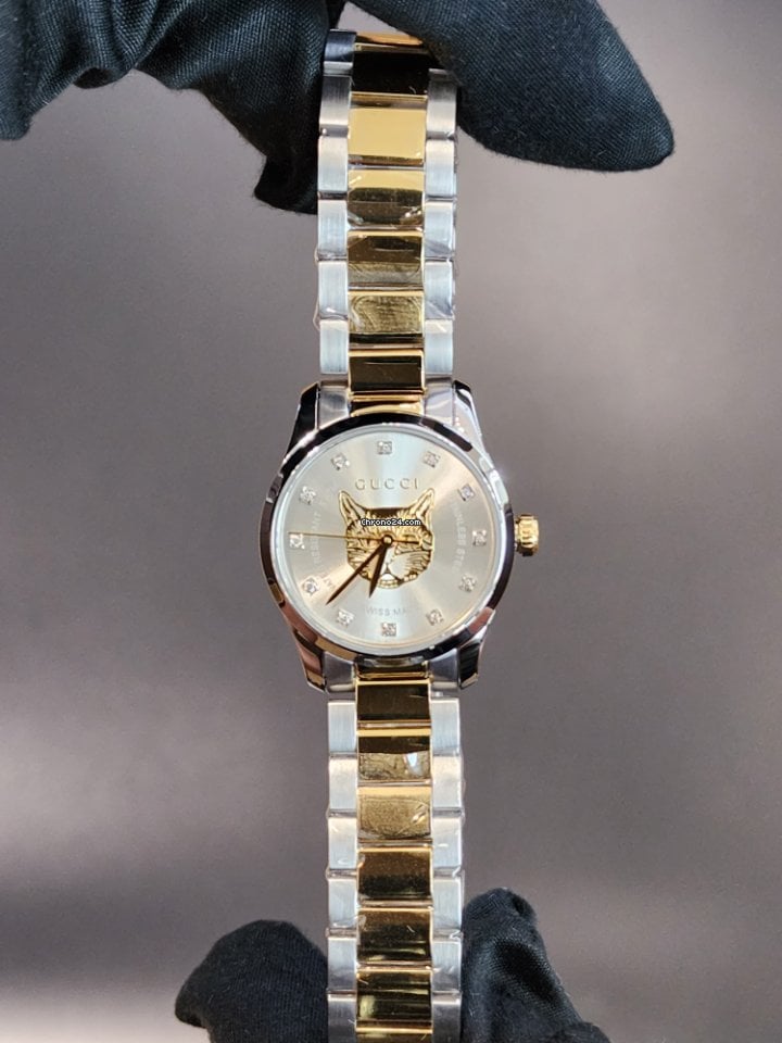  Shop Authentic Gucci G Timeless Quartz Diamonds Silver Dial Two Tone Steel Strap Watch For Women - YA1265016 - Luxxuri