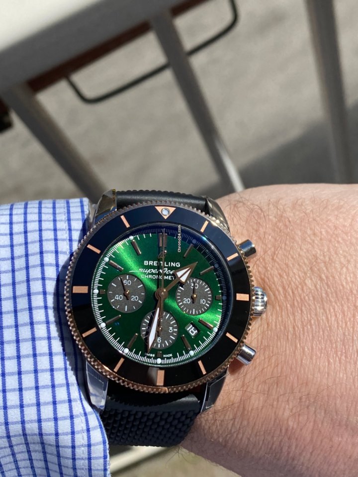  Shop Authentic Breitling Superocean Heritage B01 Chronograph 44 Limited Edition Green Dial Black Mesh Bracelet Watch for Women - UB01622A1L1S1 - Luxxuri