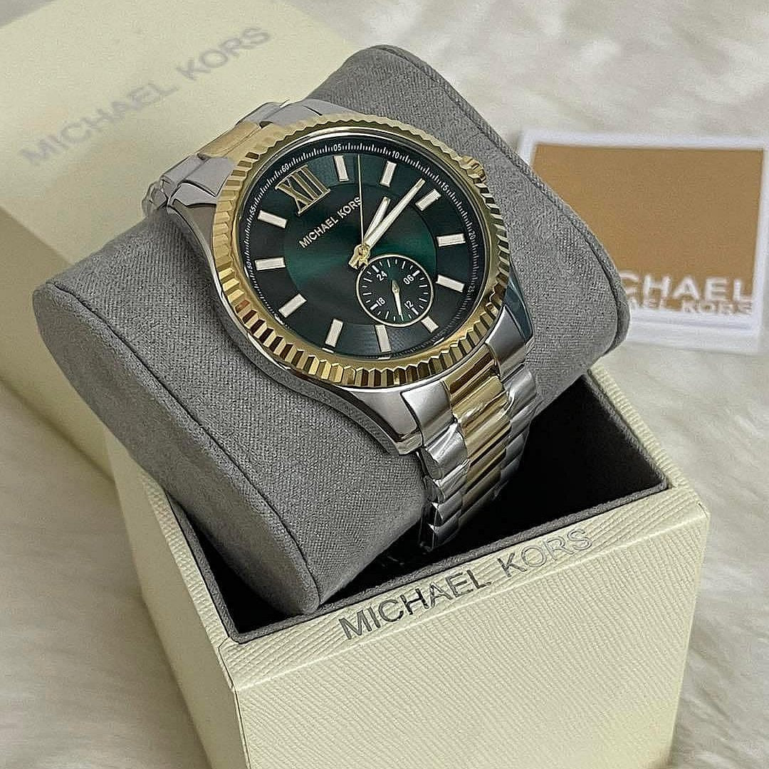  Shop Authentic Michael Kors Lexington Quartz Green Dial Two Tone Steel Strap Watch For Men - MK9063 - Luxxuri