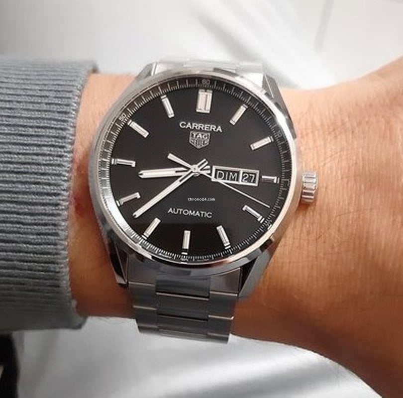  Shop Authentic Tag Heuer Carrera Day Date Automatic Black Dial Silver Steel Strap Watch for Men - WBN2010.BA0640 - Luxxuri