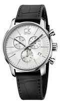  Shop Authentic Calvin Klein City Chronograph Silver Dial Black Leather Strap Watch for Men - K2G271C6 - Luxxuri