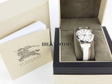  Shop Authentic Burberry The City Silver Dial White Leather Strap Watch for Women - BU9019 - Luxxuri