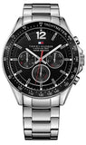  Shop Authentic Tommy Hilfiger Luke Chronograph Black Dial Silver Steel Strap Watch for Men - 1791104 - Luxxuri