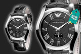 Shop Authentic Emporio Armani Valente Black Dial Black Leather Strap Watch For Men - AR0643 - Luxxuri