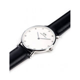  Shop Authentic Daniel Wellington Classy Sheffield White Dial Black Leather Strap Watch For Women - DW00100080 - Luxxuri