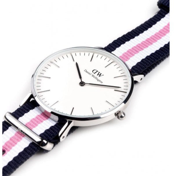  Shop Authentic Daniel Wellington Classic Southampton White Dial Three Tone Nylon Strap Watch For Women - DW00100050 - Luxxuri