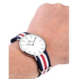  Shop Authentic Daniel Wellington Classic Canterbury White Dial Two Tone Nylon Strap Watch For Men - DW00100016 - Luxxuri