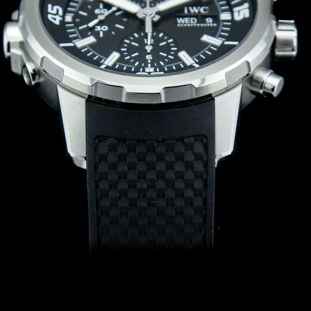  Shop Authentic IWC Aquatimer Chronograph Black Dial Black Leather Strap Watch for Men - IW376803 - Luxxuri
