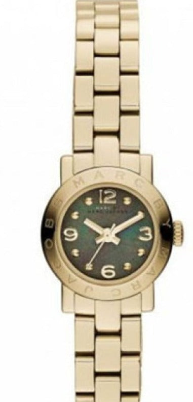  Shop Authentic Marc Jacobs Amy Mother of Pearl Black Dial Gold Steel Strap Watch for Women - MBM3275 - Luxxuri