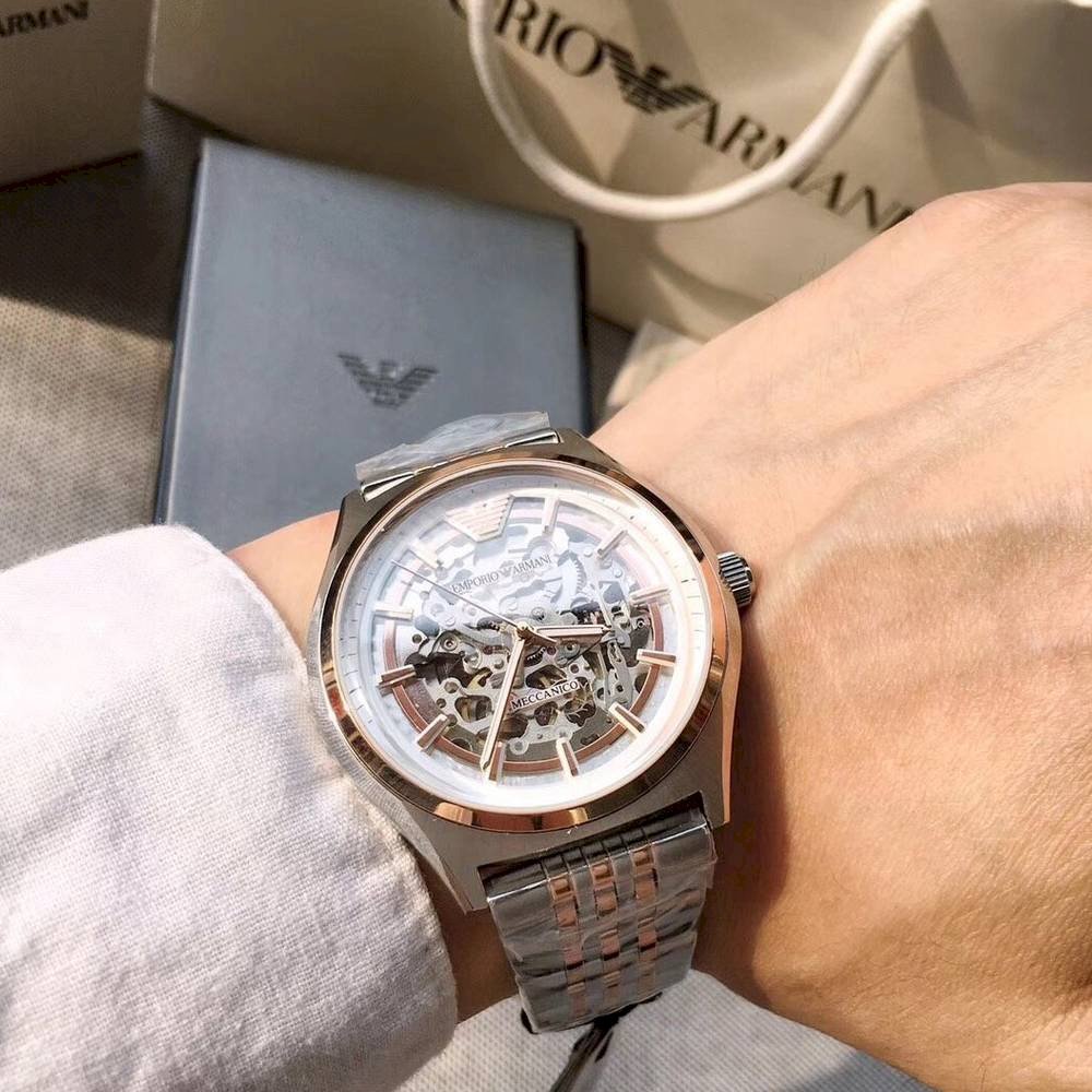  Shop Authentic Emporio Armani Meccanico White Dial Two Tone Stainless Steel Watch For Men - AR60002 - Luxxuri