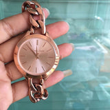  Shop Authentic Michael Kors Slim Runway Rose Gold Dial Rose Gold Steel Strap Watch for Women - MK3223 - Luxxuri