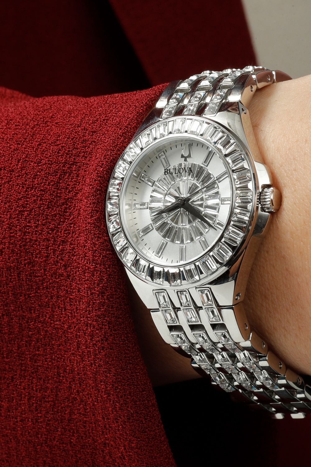  Shop Authentic Bulova Phantom Crystal Silver Dial Silver Steel Strap Watch for Men - 96A236 - Luxxuri