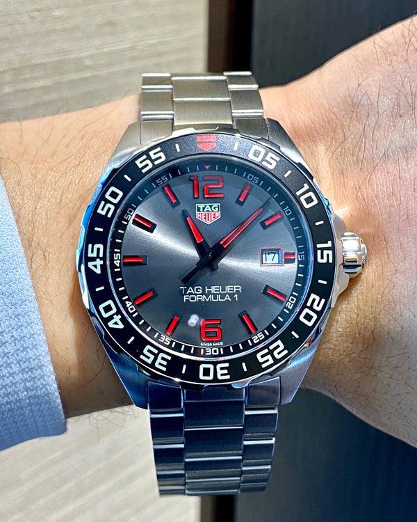  Shop Authentic Tag Heuer Formula 1 Quartz Anthracite Dial Silver Steel Strap Watch for Men - WAZ1018.BA0842 - Luxxuri