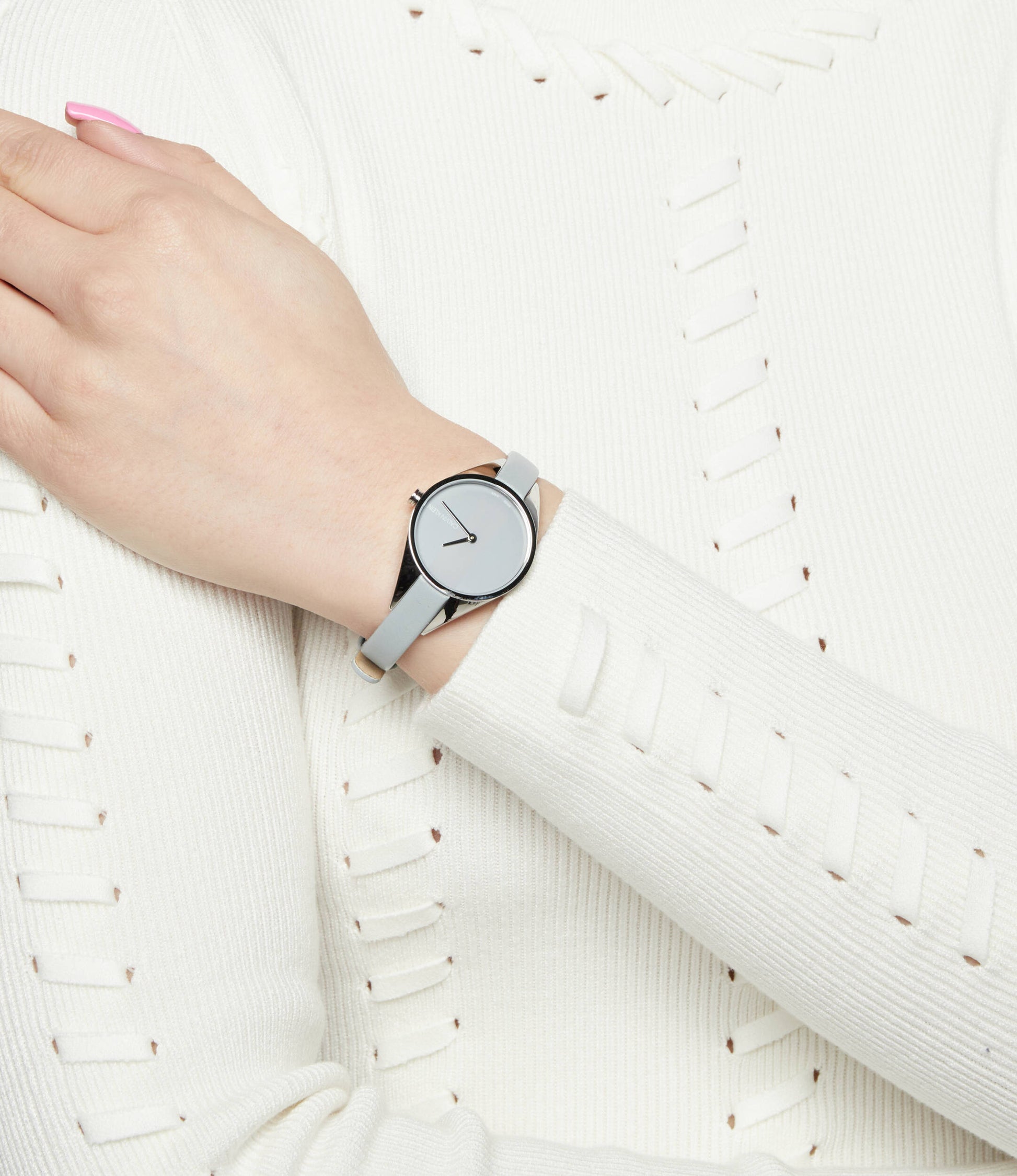  Shop Authentic Calvin Klein Rebel Grey Dial Grey Leather Strap Watch for Women - K8P231Q4 - Luxxuri