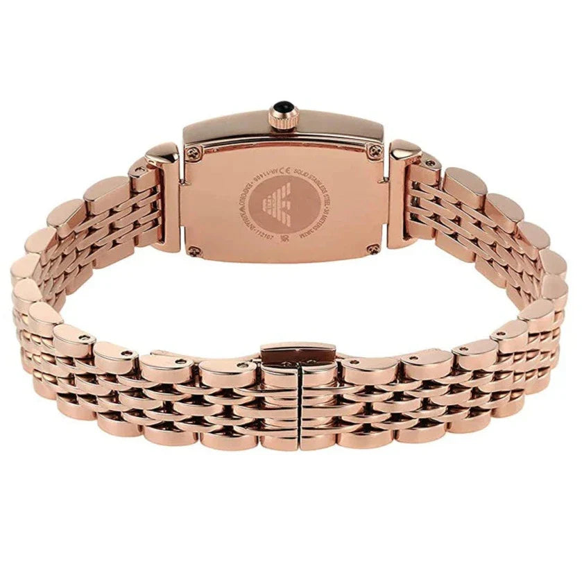  Shop Authentic Emporio Armani Gianni T-Bar Analog Crystal Brown Dial Rose Gold Steel Strap Watch For Women - AR11407 - Luxxuri