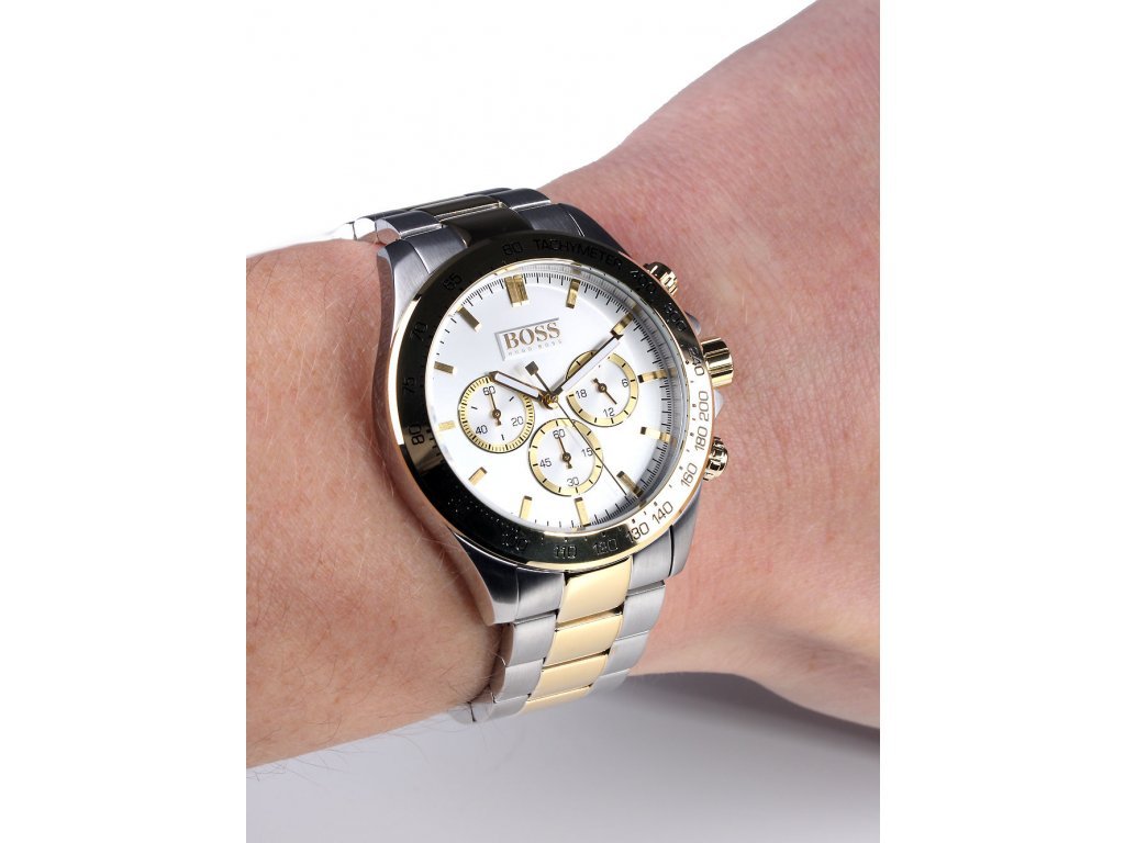  Shop Authentic Hugo Boss Ikon Chronograph Silver Dial Two Tone Steel Strap Watch for Men - 1512960 - Luxxuri