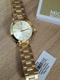 Shop Authentic Michael Kors Mini Runway Slim Gold Dial Gold Steel Strap Watch for Women - MK3512 - Luxxuri