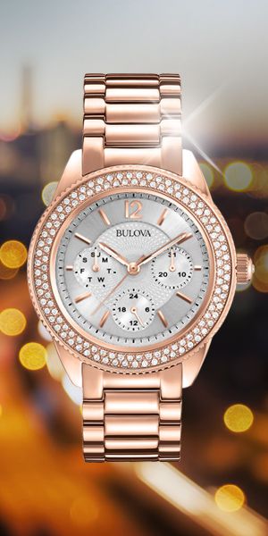  Shop Authentic Bulova Crystal Silver Dial Rose Gold Steel Strap Watch for Women - 97N101 - Luxxuri