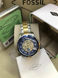  Shop Authentic Fossil Grant Sport Automatic Skeleton Blue Dial Two Tone Steel Strap Watch for Men - ME3141 - Luxxuri