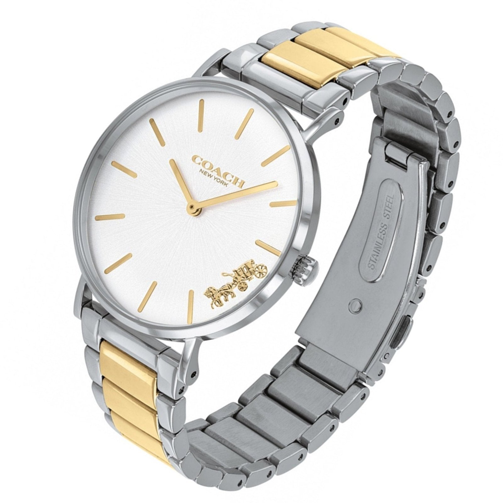 Coach Perry Silver Dial Two Tone Steel Strap Watch for Women - 14503347