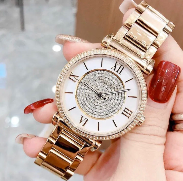 Shop Authentic Michael Kors Catlin Mother of Pearl Dial Gold Steel Strap Watch for Women - MK3332 - Luxxuri