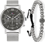 Shop Authentic Tommy Hilfiger Evan Grey Dial Silver Mesh Bracelet Watch for Men - 1710396 - Luxxuri